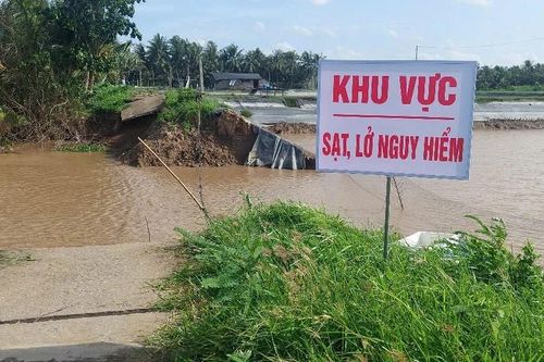 Vĩnh Long công bố tình huống khẩn cấp sạt lở bờ kè chống xói lở