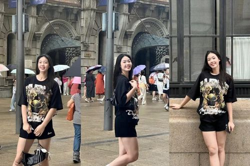 'Khủng long nhí' Phạm Quỳnh Hương khoe dáng cực xinh, gây sốt tại Thượng Hải