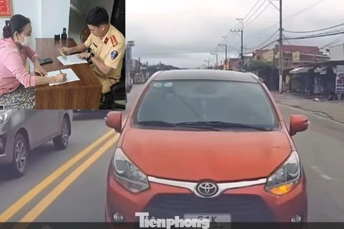 Nữ tài xế cố thủ trong ô tô sau khi đi ngược chiều đã đến công an làm việc