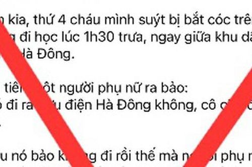 Hà Nội: Thông tin 'bắt cóc trẻ em'' trên địa bàn phường Hà Đông là không chính xác