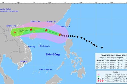 Siêu bão số 9 giật trên cấp 17, di chuyển theo hướng Tây Tây Bắc khoảng 20 km/h