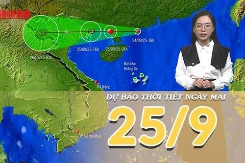 Dự báo thời tiết đêm nay và ngày mai 25/9/2025: Hoàn lưu bão số 9 gây mưa lớn ở Bắc Bộ và Bắc Trung Bộ