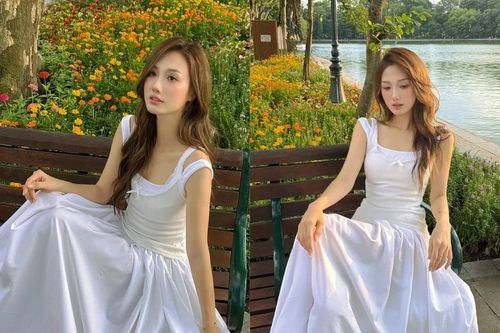 Nàng thơ Hoàng Khánh Ly khoe vẻ đẹp mong manh, tinh khôi bên hồ Gươm