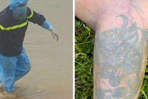 Thi thể nam giới có hình xăm mặt quỷ trôi dạt trên sông Lam