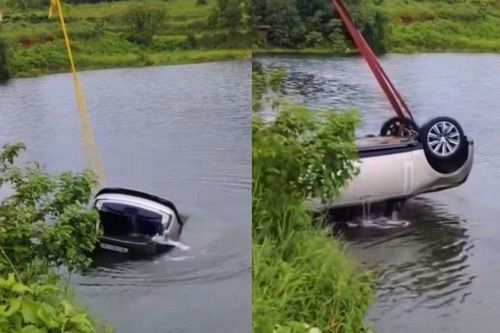 Xe sang Range Rover mới mua 3 tháng gặp nạn lao thẳng xuống hồ sâu