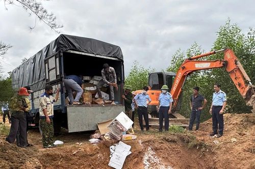 Quảng Trị tiêu hủy hơn 5,3 tấn thực phẩm nhập lậu