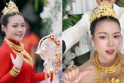 Cô dâu Đồng Tháp đeo vương miện vàng gây sốt, tiết lộ điều ý nghĩa
