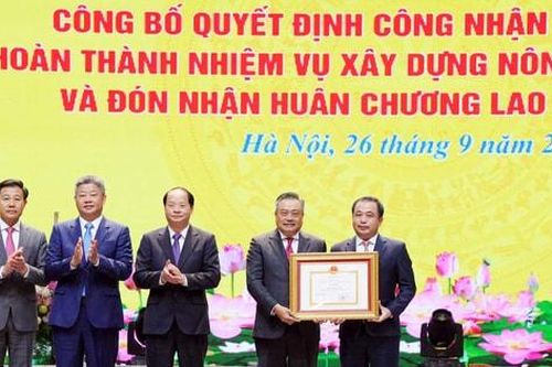 Hà Nội công bố hoàn thành nhiệm vụ xây dựng nông thôn mới và đón nhận Huân chương Lao động hạng Nhất