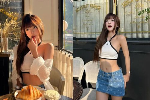 Tiktoker Wyn Anh khoe eo thon dáng chuẩn với áo yếm hút trọn ánh nhìn