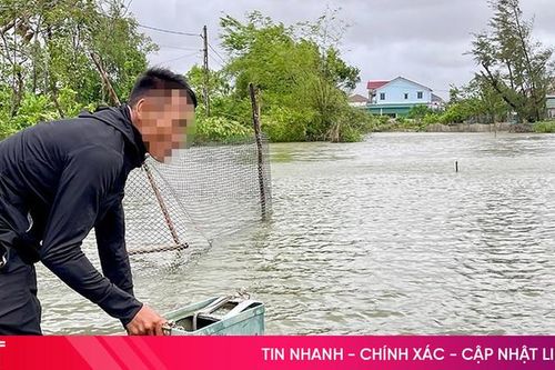 Nhiều người vẫn liều mình bắt cá giữa mưa bão