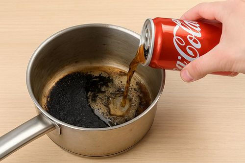 Mẹo làm sạch nồi bị cháy bằng coca cola