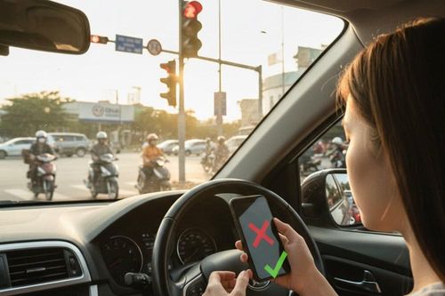 Dừng đèn đỏ có được phép dùng điện thoại không?