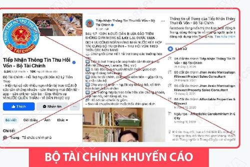 Cảnh báo fanpage giả danh Bộ Tài chính để chiếm đoạt tiền