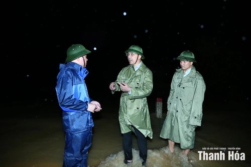 Phó Bí thư Thường trực Tỉnh ủy Nguyễn Hồng Phong kiểm tra, chỉ đạo khắc phục sự cố đê tại xã Các Sơn