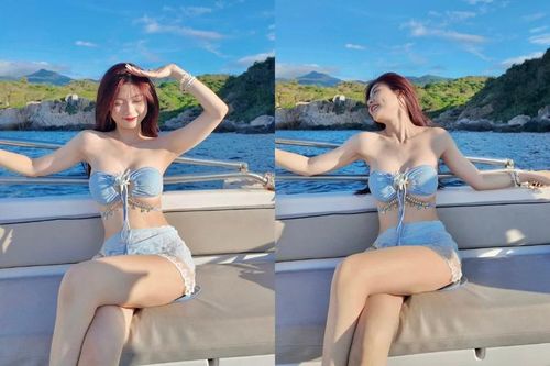 'Hot girl má lúm' thả dáng trên du thuyền, khoe làn da trắng 'như bông bưởi'
