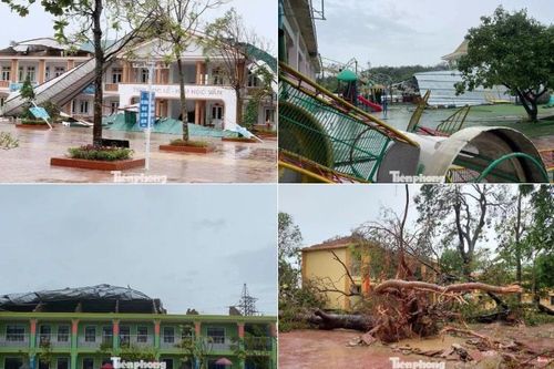 Nhiều trường ở Nghệ An tan hoang, học sinh tiếp tục nghỉ