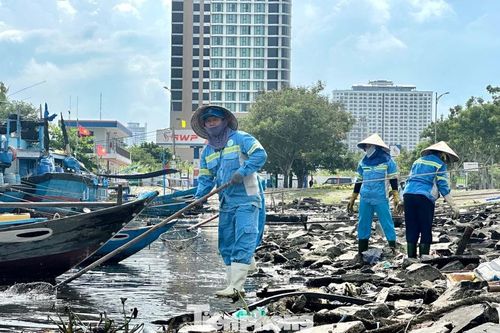 Rác thải ken đặc bãi biển Đà Nẵng sau bão