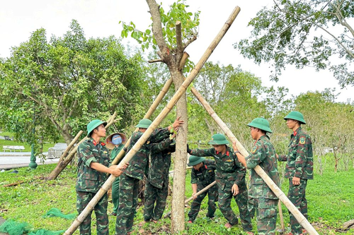 Sư đoàn 324 huy động hơn 350 cán bộ, chiến sĩ khắc phục hậu quả bão số 10