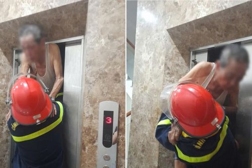 Giải cứu cụ ông mắc kẹt trong thang máy