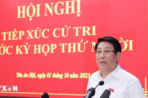 Chủ tịch nước Lương Cương tiếp xúc cử tri Thành phố Hồ Chí Minh