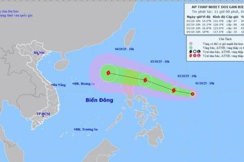 Áp thấp nhiệt đới có thể mạnh lên thành bão từ 2/10