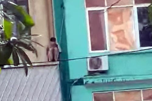 Nam thanh niên nghi 'ngáo đá' leo lan can tầng 2 dọa nhảy lầu tự tử