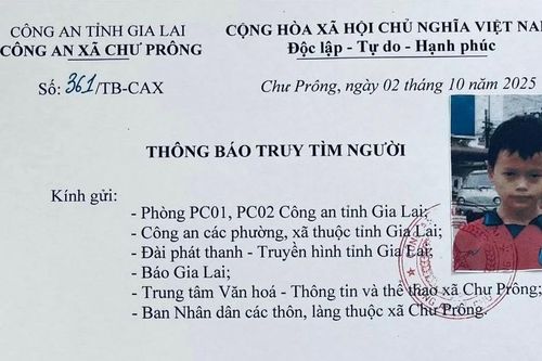 Gia Lai: Công an truy tìm nam sinh lớp 8 mất tích 3 ngày