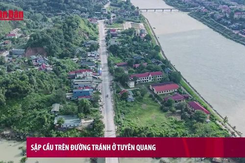 Sập cầu trên đường tránh ở Tuyên Quang