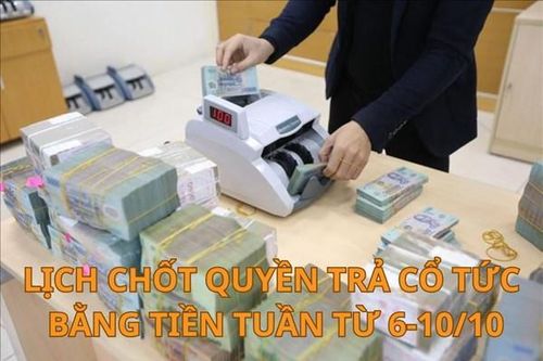 Lịch chốt quyền trả cổ tức bằng tiền tuần tới (từ 6-10/10): SLS trả cổ tức khủng 150%