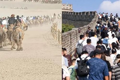 Vạn Lý Trường Thành kín người, lạc đà 'kẹt cứng' giữa sa mạc trong Tuần lễ Vàng