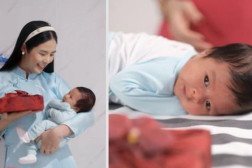 Biểu cảm đáng yêu của quý tử 1 tháng tuổi nhà Ngọc Hân