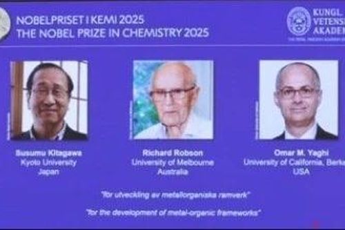 Giải Nobel Hóa học 2025 thuộc về 3 người tạo ra khung kim loại hữu cơ