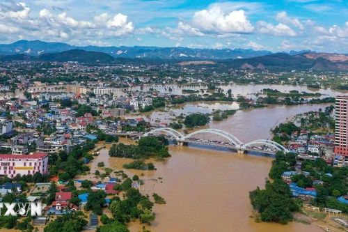 Thái Nguyên: Cảnh ngập sâu trong nước lũ nhìn từ trên cao