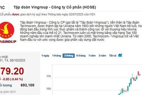 Vingroup 'chào sân' ngành mới, cổ phiếu VIC quay đầu giảm từ đỉnh