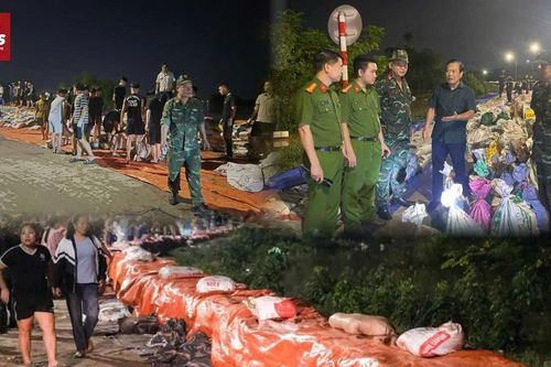 Cảnh đắp đê ngăn lũ trong đêm lớn chưa từng thấy ở Bắc Ninh trong nhiều năm qua