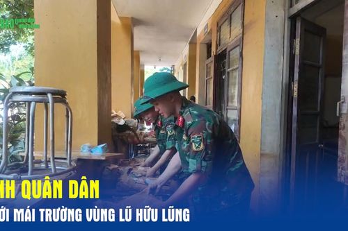 Tình quân dân dưới mái trường vùng lũ Hữu Lũng
