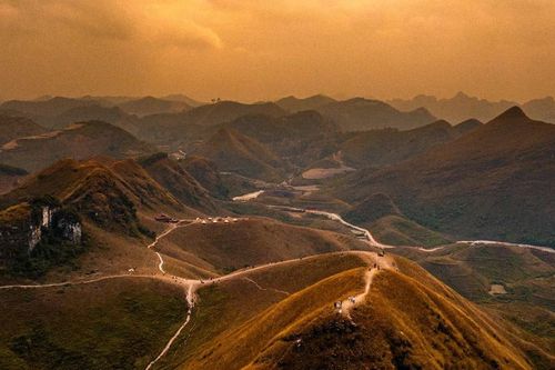 Hạ Lang mùa thu hút du khách bởi sắc vàng cỏ cháy rực rỡ
