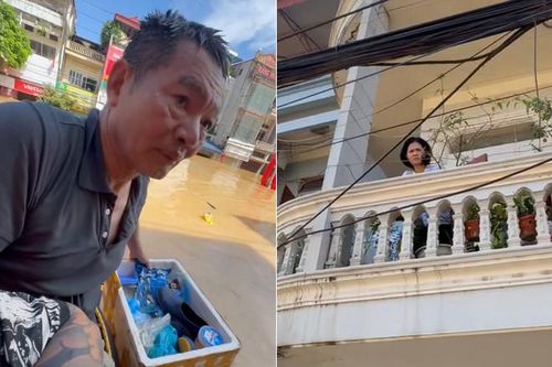 Ông bố U70 bơi 4 tiếng qua dòng nước ngập, đem đồ ăn cho con gái ở Thái Nguyên