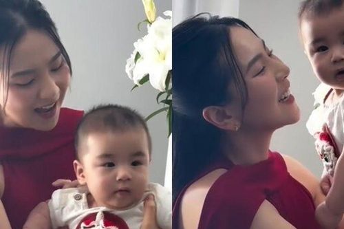 Con trai Mai Ngọc 5 tháng tuổi đã theo mẹ đi làm, bé xíu đã dạn dĩ trước ống kính, hứng thú với nghề MC thời tiết
