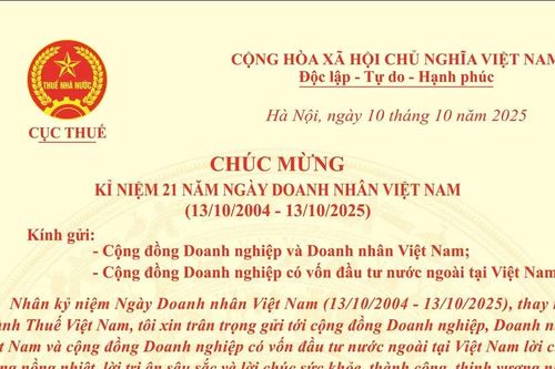 Cục trưởng Cục Thuế chúc mừng Ngày Doanh nhân Việt Nam