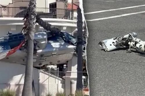 Trực thăng rơi xuống bãi đỗ xe ở bãi biển Nam California, 5 người nhập viện