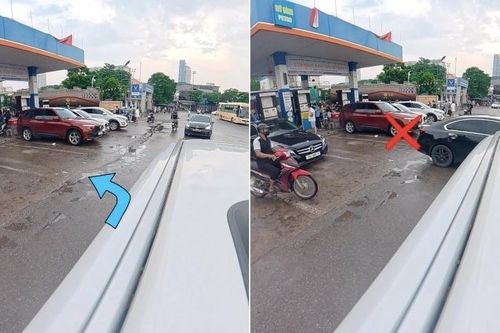 Bi hài thầy giáo đang dạy nữ học viên lùi xe vào trạm xăng thì bị 'tranh chỗ'