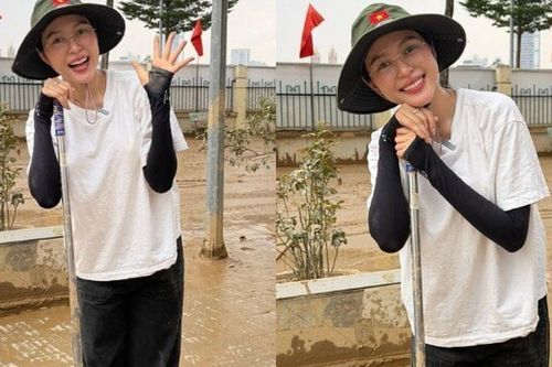 Mặc áo trắng đi dọn bùn sau lũ ở Thái Nguyên, Hoa hậu sinh năm 2003 bị nói 'làm màu'