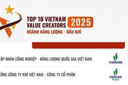 Petrovietnam dẫn đầu Top 10 Doanh nghiệp tạo giá trị hàng đầu Việt Nam 2025, ngành Năng lượng – Dầu khí