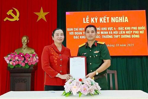 Ban Chỉ huy Phòng thủ khu vực 4 ký kết nghĩa với các cơ quan, đơn vị tại đặc khu Phú Quốc