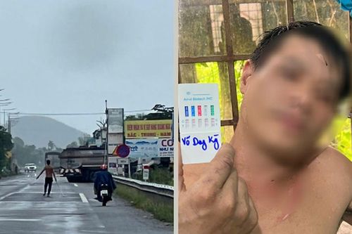 Công an khống chế thành công đối tượng mang theo thanh sắt dài khoảng 2 mét di chuyển trên đường