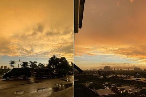 Bầu trời vàng rực ở Hà Nội sáng nay: Có phải 'ráng mỡ gà' báo hiệu mưa bão?