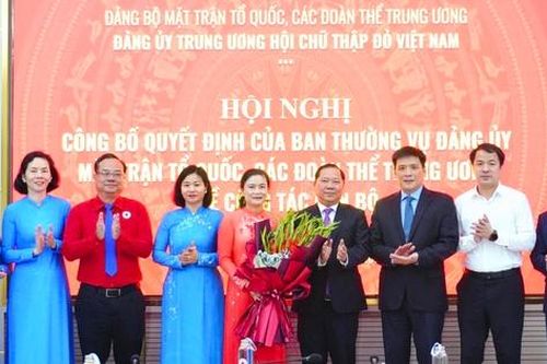 Bà Đỗ Thị Thu Thảo được điều động giữ chức Bí thư Đảng ủy Trung ương Hội Chữ thập đỏ Việt Nam