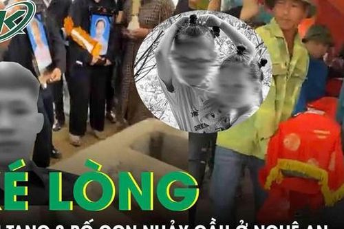 Xót xa đám tang ba bố con nhảy cầu tử vong ở Nghệ An