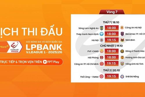 Lịch thi đấu vòng 7 LPBank V.League 2025/26: Hàng Đẫy dậy sóng